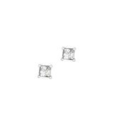 Silver 4Mm Princess Cz Earring